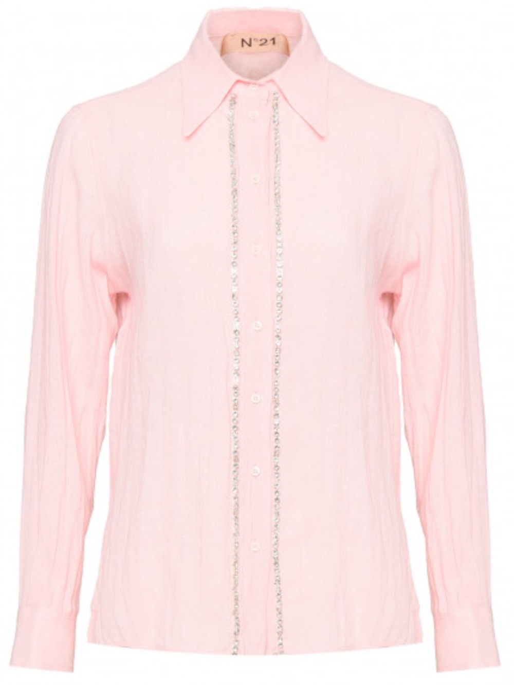 N°21 Pink Rhinestone Embellished Button Down Shirt